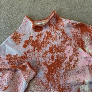 Anthropologie The Beatriz Mock Neck Sweater Lurex Edition Orange Pink Size M